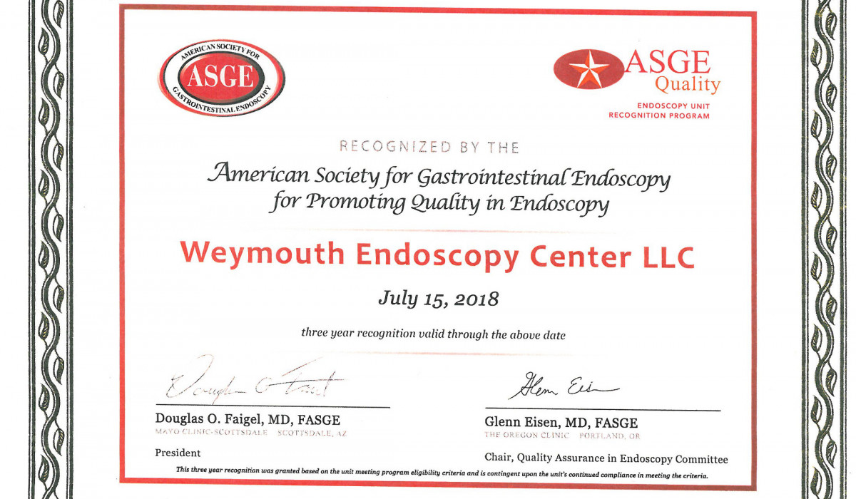Certifications Weymouth Endoscopy