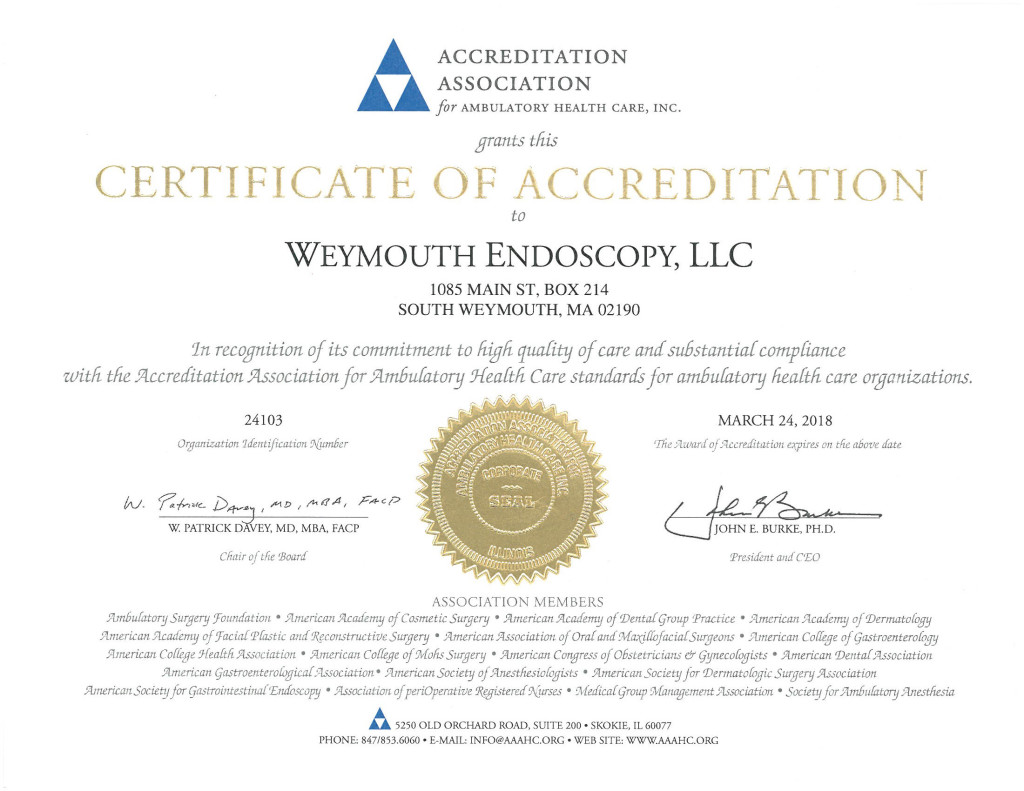 Certifications Weymouth Endoscopy